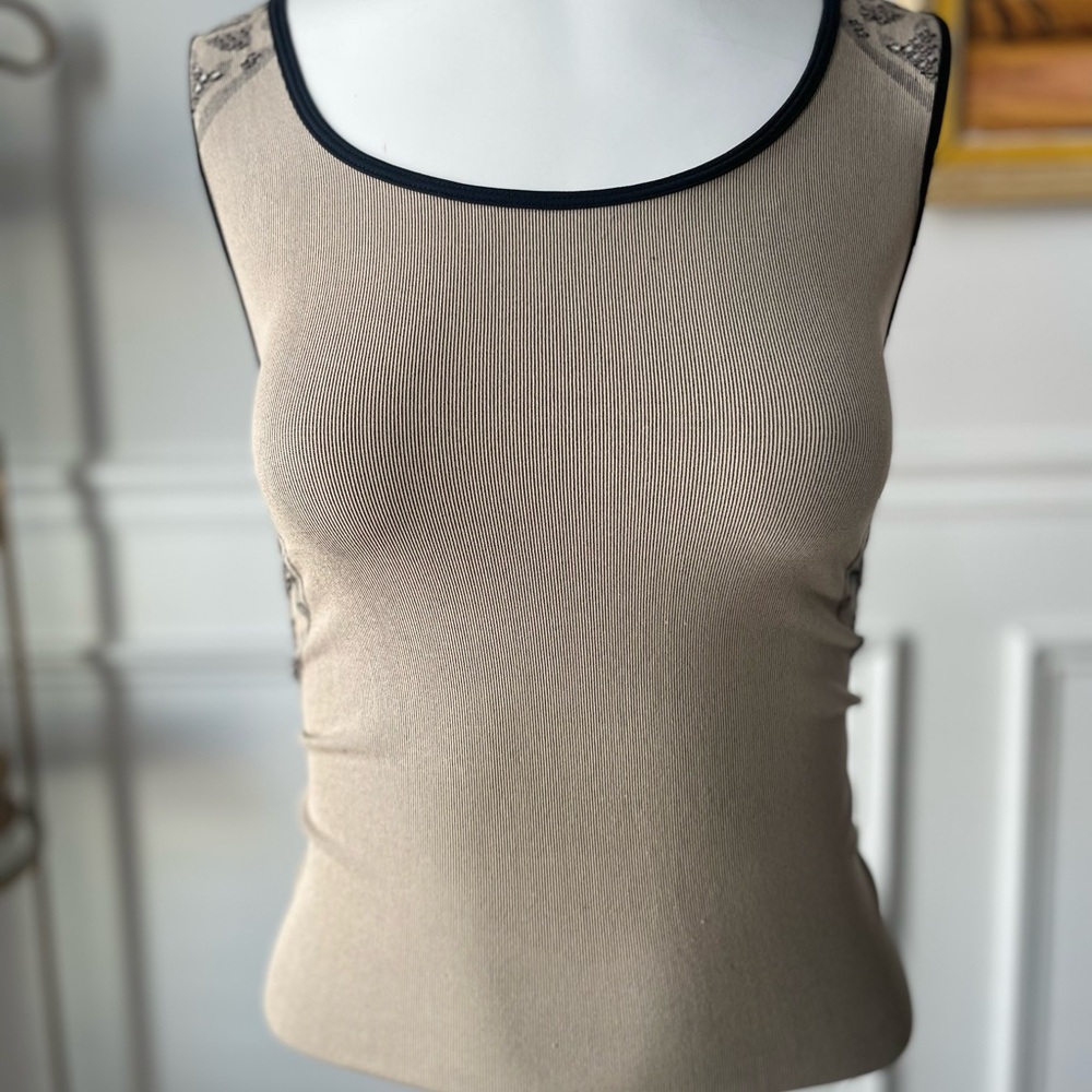 Abstract Tank Top with Black Trim